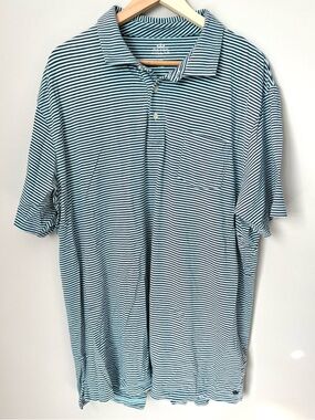 Peter Millar Men's Striped Stretch Knit Polo Shirt - Blue & Mint